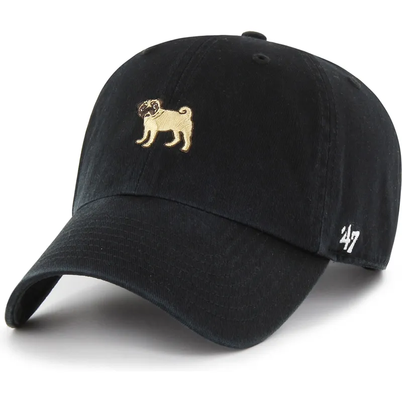 47-brand-curved-brim-clean-up-dog-base-runner-icon-black-adjustable-cap