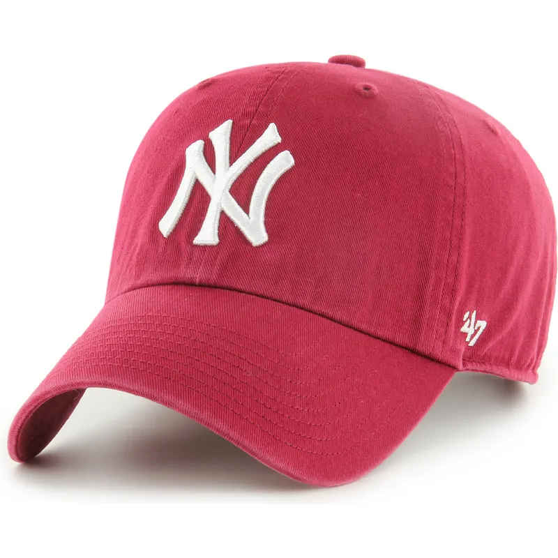 gorra-curva-roja-oscuro-ajustable-clean-up-de-new-york-yankees-mlb-de-47-brand