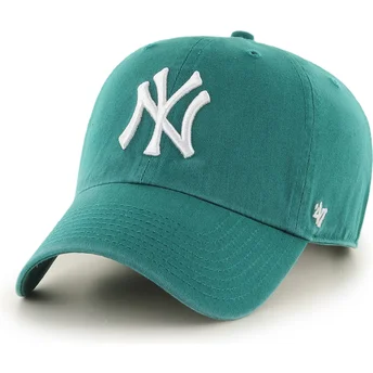 47 Brand Curved Brim Clean Up Tailgate Teal New York Yankees MLB Green Adjustable Cap