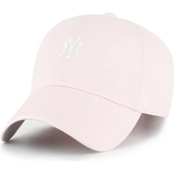 47 Brand Curved Brim Clean Up Base Runner New York Yankees MLB Light Pink Adjustable Cap