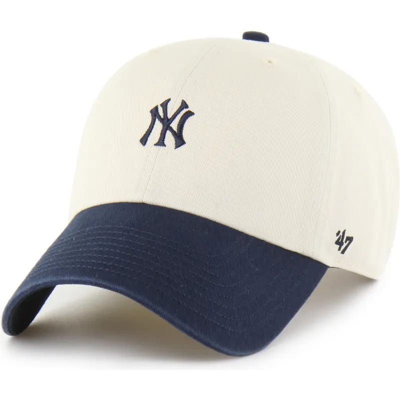 cap-zaoblena-beige-adjustable-strap-clean-up-base-runner-sure-shot-two-tone-new-york-yankees-mlb-47-brand