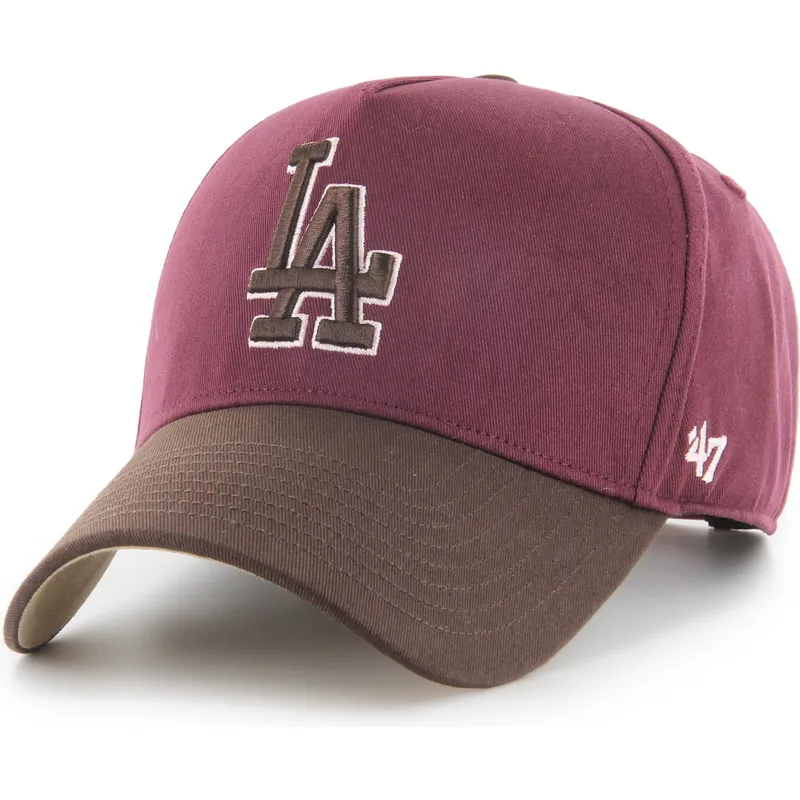 cap-zaoblena-red-snapback-granate-mvp-dt-sure-shot-two-tone-cotton-los-angeles-dodgers-mlb-47-brand