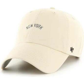 Čepice zaoblená béžová nastavitelný pásek Clean Up Base Runner Script New York Yankees MLB 47 Brand