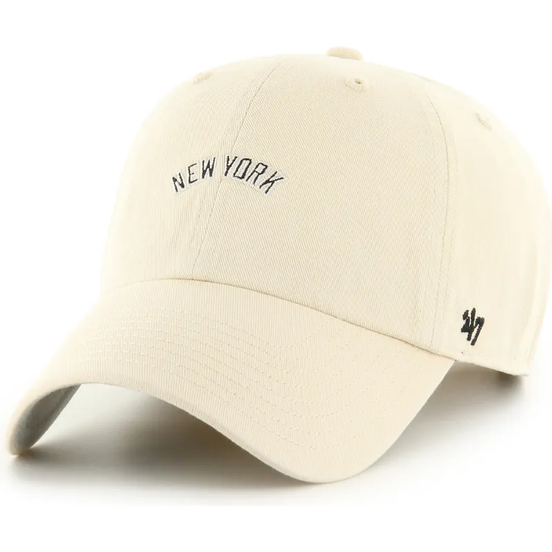 47-brand-curved-brim-clean-up-base-runner-script-new-york-yankees-mlb-beige-adjustable-cap