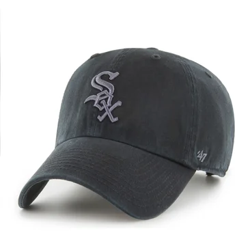 Schwarze verstellbare Curved Cap mit grauem Logo Clean Up der Chicago White Sox MLB von 47 Brand