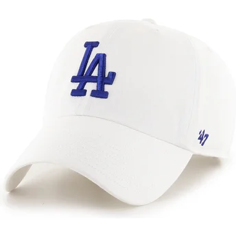 Gorra curva blanca ajustable con logo azul Clean Up de Los Angeles Dodgers MLB de 47 Brand