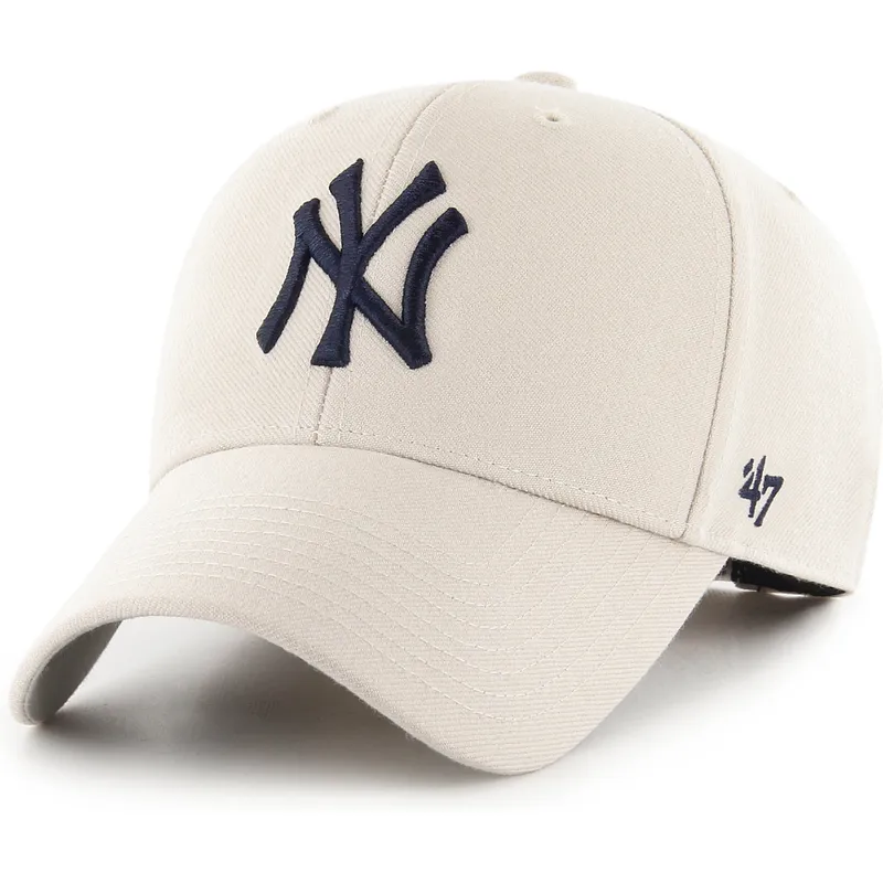 gorra-curva-beige-ajustable-con-logo-azul-marino-mvp-de-new-york-yankees-mlb-de-47-brand