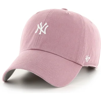 Böjd rosa justerbar keps Clean Up Base Runner Mini Logo New York Yankees MLB av 47 Brand