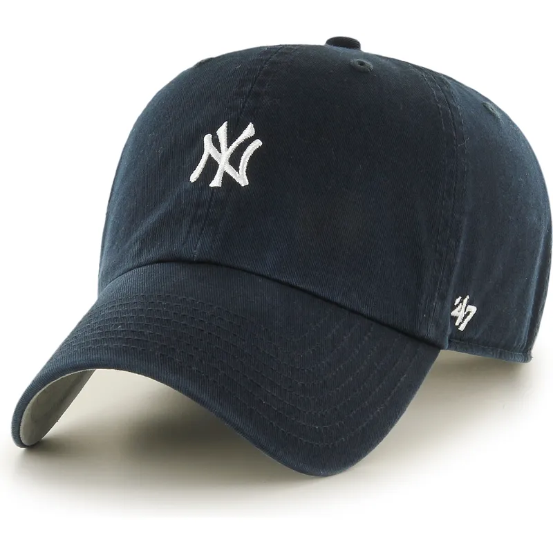 marineblaue-verstellbare-curved-cap-clean-up-base-runner-mini-logo-der-new-york-yankees-mlb-von-47-brand