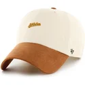 cap-zaoblena-beige-adjustable-strap-marron-clean-up-mini-script-suede-visor-oakland-athletics-mlb-47-brand