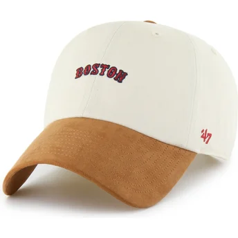 Cap zaoblená beige adjustable strap marrón Clean Up Mini Script Suede Visor Boston Red Sox MLB 47 Brand