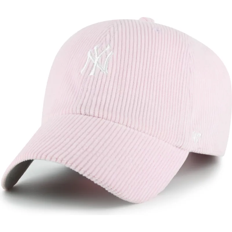 47-brand-curved-brim-clean-up-cord-base-runner-new-york-yankees-mlb-pink-adjustable-cap
