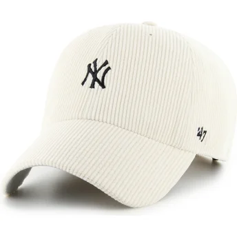 Böjd beige justerbar keps Clean Up Cord Base Runner från New York Yankees MLB av 47 Brand