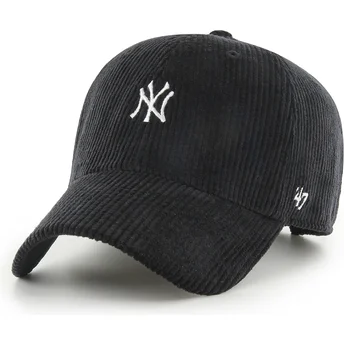 Schwarze verstellbare Curved Cap Clean Up Cord Base Runner der New York Yankees MLB von 47 Brand