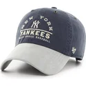 47-brand-curved-brim-clean-up-windham-suede-vintage-new-york-yankees-mlb-navy-blue-and-grey-adjustable-cap