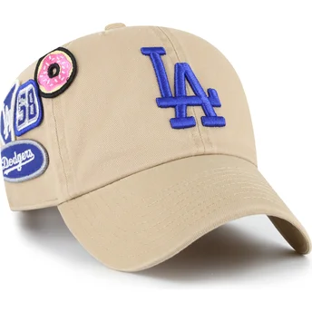 Καπέλο με καμπύλη khaki ρυθμιζόμενο Clean Up Badges των Los Angeles Dodgers MLB της 47 Brand