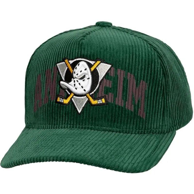 grune-gebogene-snapback-cap-arch-stamp-pro-von-anaheim-ducks-nhl-von-mitchell-ness