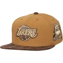 braune-verstellbare-flatcap-coffee-strapback-der-los-angeles-lakers-nba-von-mitchell-ness