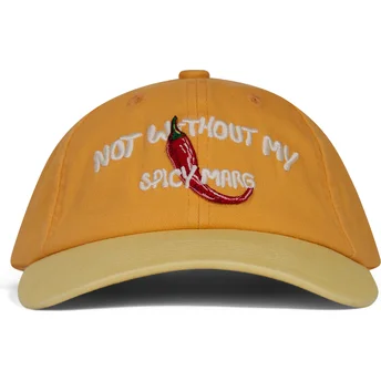 Gorra curva naranja y amarilla ajustable Not Without My Spicy Marg de Pica Pica