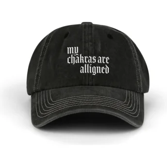 Gorra curva negra ajustable Alligned Chakras Distressed Washed de Pica Pica