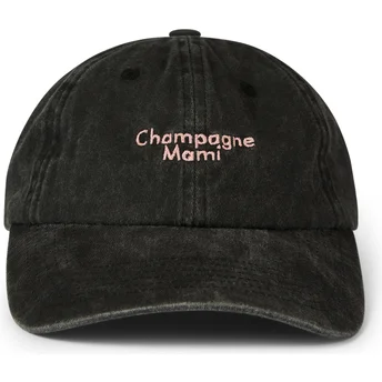 Čepice zaoblená černá nastavitelný pásek Champagne Mami Washed Pica Pica