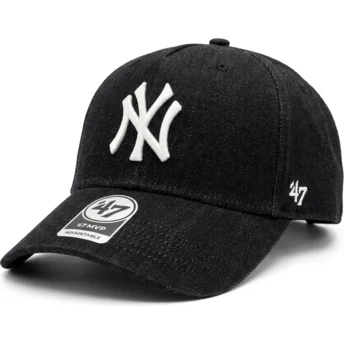 47 Brand Curved Brim MVP DT Denim New York Yankees MLB Black Snapback Cap
