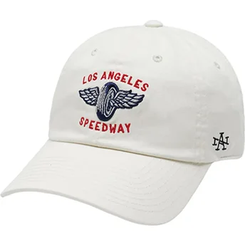 Böjd beige justerbar keps Los Angeles Speedway Ballpark från American Needle