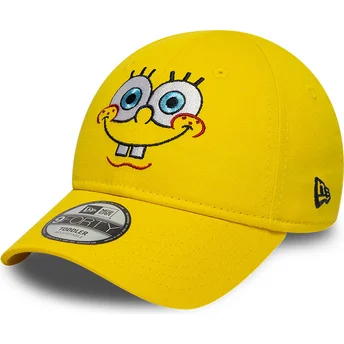 Gul böjd justerbar keps för barn 9FORTY Face Bob Svamp från New Era