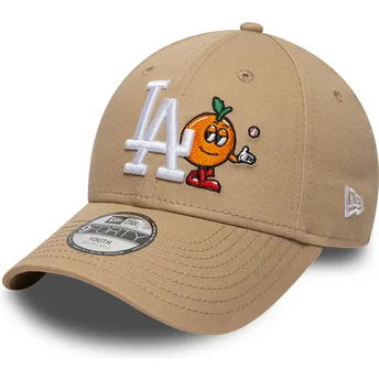 Böjd beige justerbar keps för barn 9FORTY Icon Los Angeles Dodgers MLB från New Era