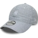 marineblaue-verstellbare-curved-cap-9twenty-seersucker-der-new-york-yankees-mlb-von-new-era