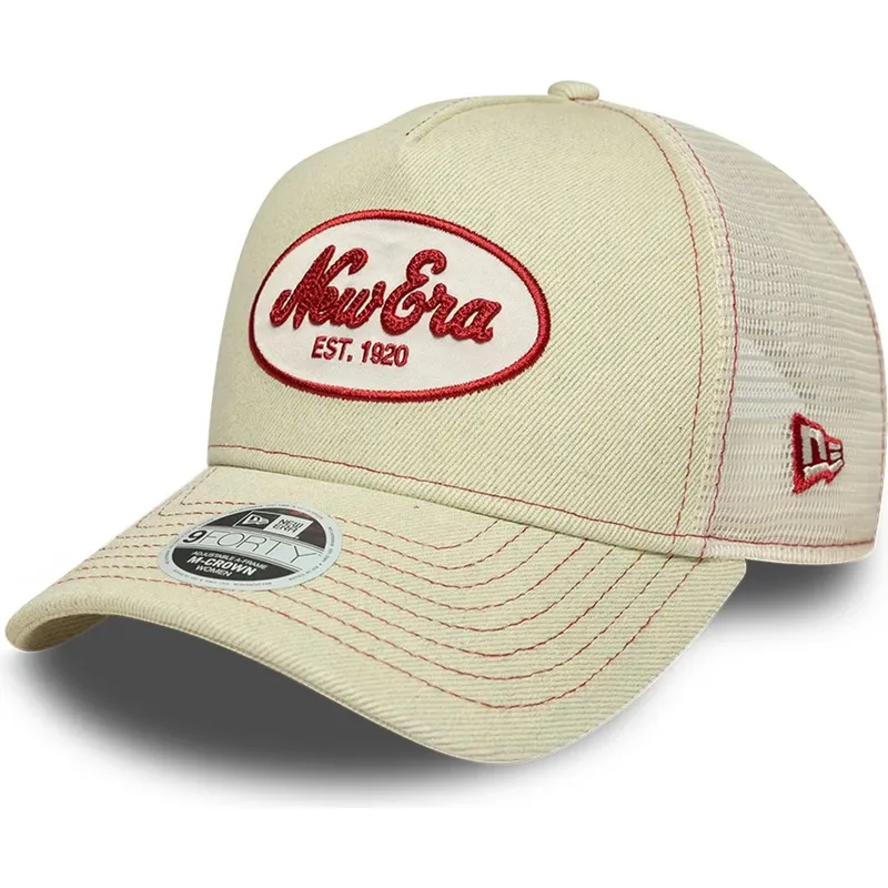 beige-trucker-keps-for-dam-9forty-m-crown-a-frame-fran-new-era