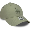 grune-verstellbare-curved-cap-mit-grunem-logo-fur-damen-9twenty-midi-linen-der-los-angeles-dodgers-mlb-von-new-era
