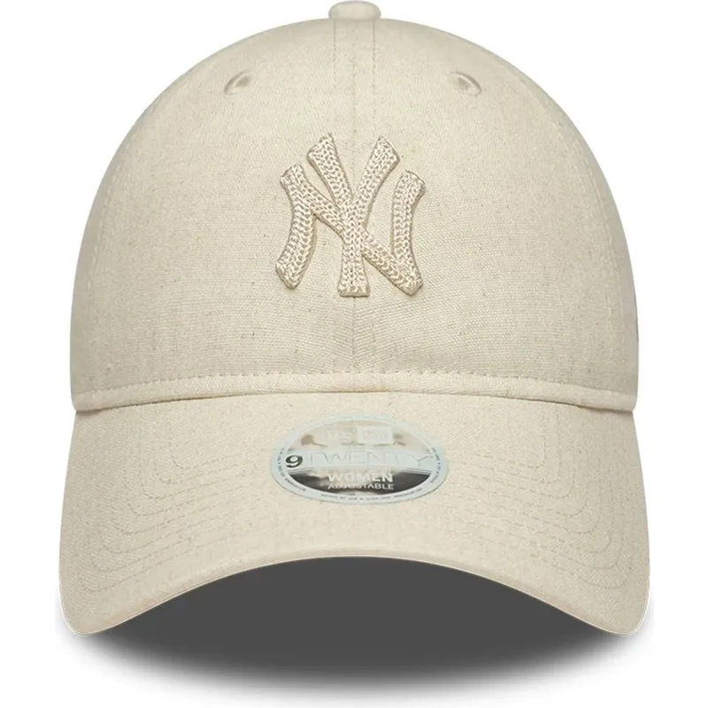 bojd-beige-justerbar-keps-med-beige-logotyp-for-dam-9twenty-midi-linen-fran-new-york-yankees-mlb-av-new-era