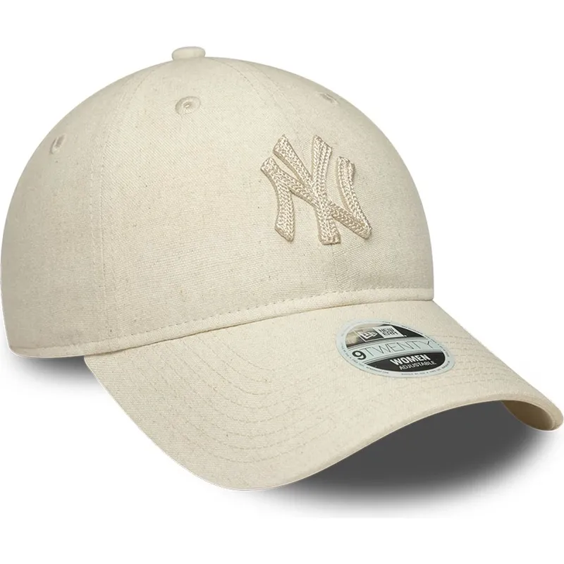 bojd-beige-justerbar-keps-med-beige-logotyp-for-dam-9twenty-midi-linen-fran-new-york-yankees-mlb-av-new-era