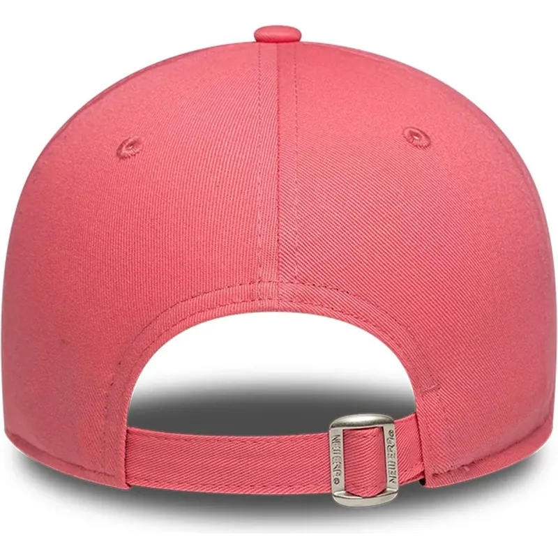 new-era-curved-brim-women-9twenty-league-essential-midi-new-york-yankees-mlb-pink-adjustable-cap-with-beige-logo