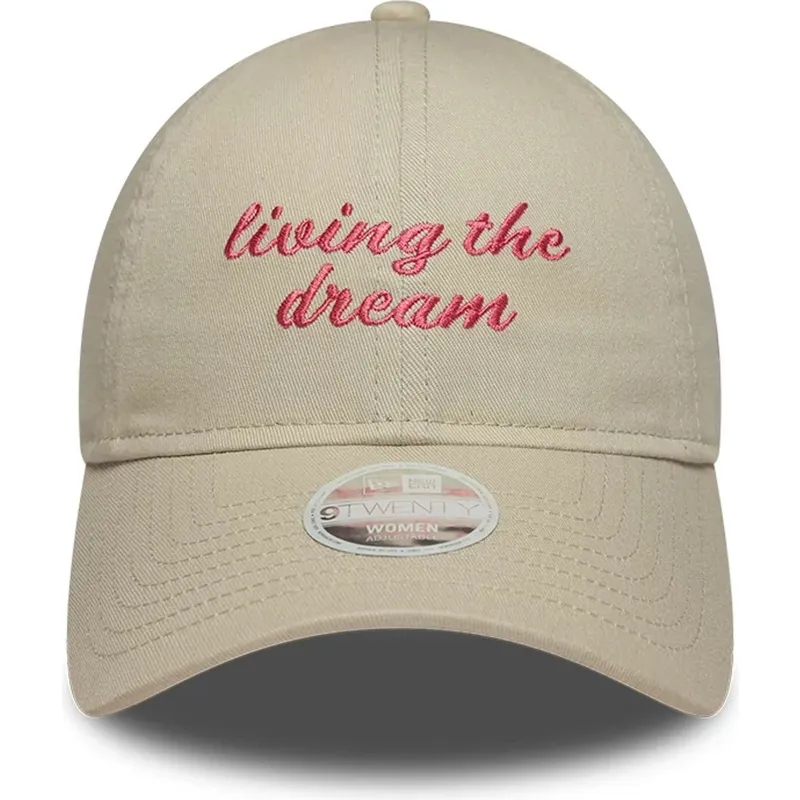 bojd-beige-justerbar-keps-for-dam-9twenty-living-the-dream-slogan-fran-new-era