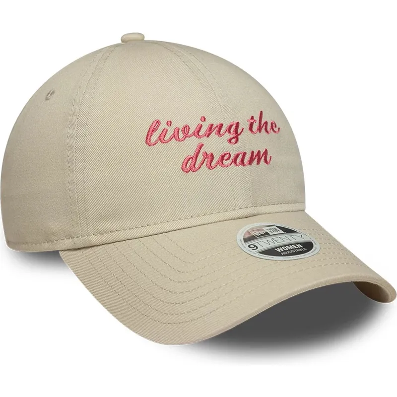 bojd-beige-justerbar-keps-for-dam-9twenty-living-the-dream-slogan-fran-new-era