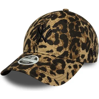 Verstellbare Damen-Kappe mit Leopardenmuster und schwarzem Logo 9TWENTY Leopard der New York Yankees MLB von New Era