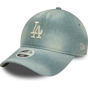 Blå böjd justerbar keps för dam 9TWENTY A Frame Denim från Los Angeles Dodgers MLB av New Era