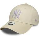 new-era-curved-brim-women-9forty-metallic-new-york-yankees-mlb-beige-adjustable-cap