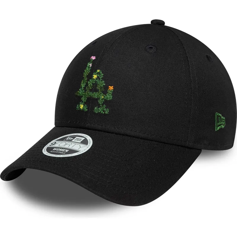 svart-justerbar-kurvad-keps-for-dam-9forty-floral-infill-fran-los-angeles-dodgers-mlb-av-new-era