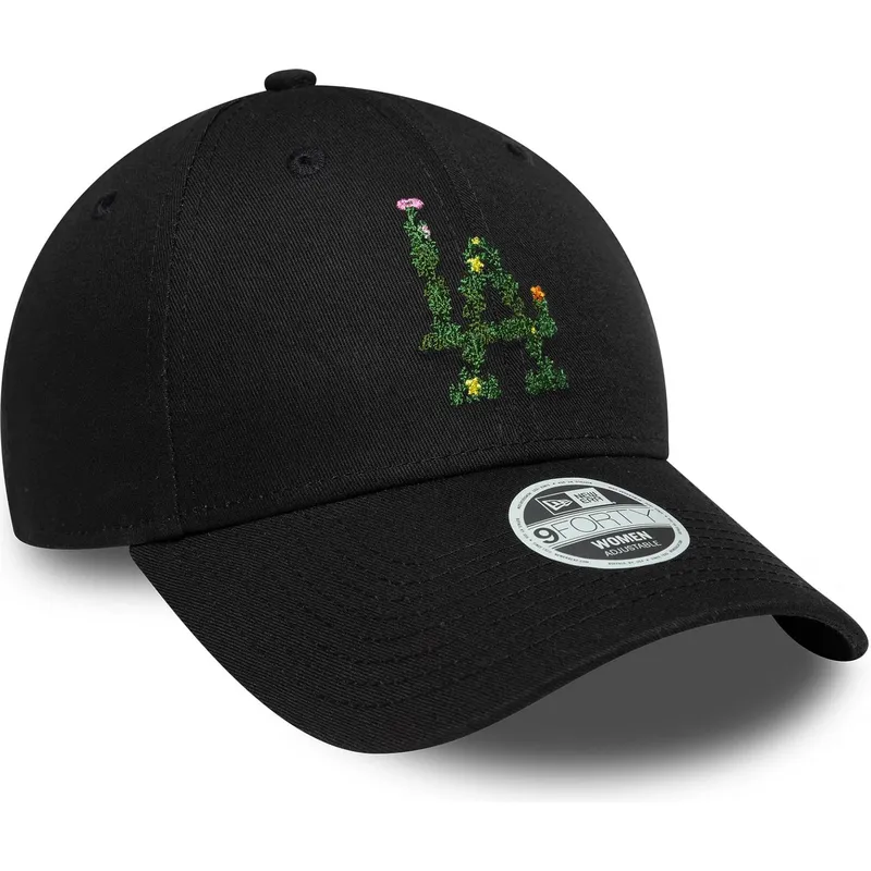 svart-justerbar-kurvad-keps-for-dam-9forty-floral-infill-fran-los-angeles-dodgers-mlb-av-new-era