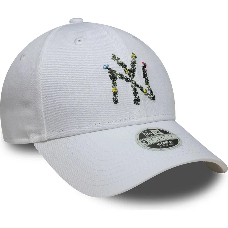 vit-justerbar-kurvad-keps-for-dam-9forty-floral-infill-fran-new-york-yankees-mlb-av-new-era