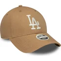 cepice-zaoblena-hneda-nastavitelny-pasek-9forty-linen-los-angeles-dodgers-mlb-new-era