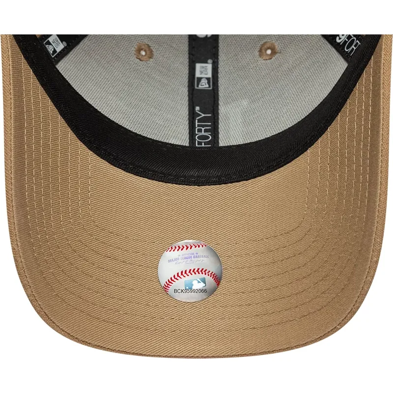 cepice-zaoblena-hneda-nastavitelny-pasek-9forty-linen-los-angeles-dodgers-mlb-new-era