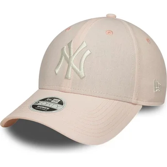 Cap zaoblená pink adjustable strap claro 9FORTY Linen New York Yankees MLB New Era