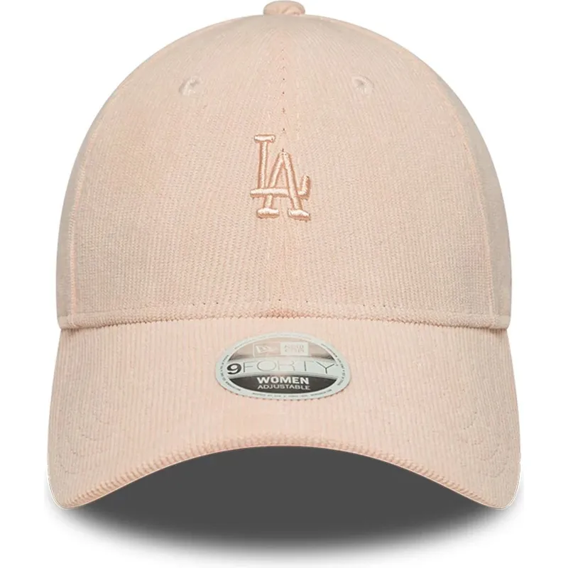 new-era-curved-brim-women-pink-logo-9forty-mini-cord-los-angeles-dodgers-mlb-pink-adjustable-cap