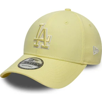 Gul böjd justerbar keps med gul logotyp 9FORTY Team Outline från Los Angeles Dodgers MLB av New Era