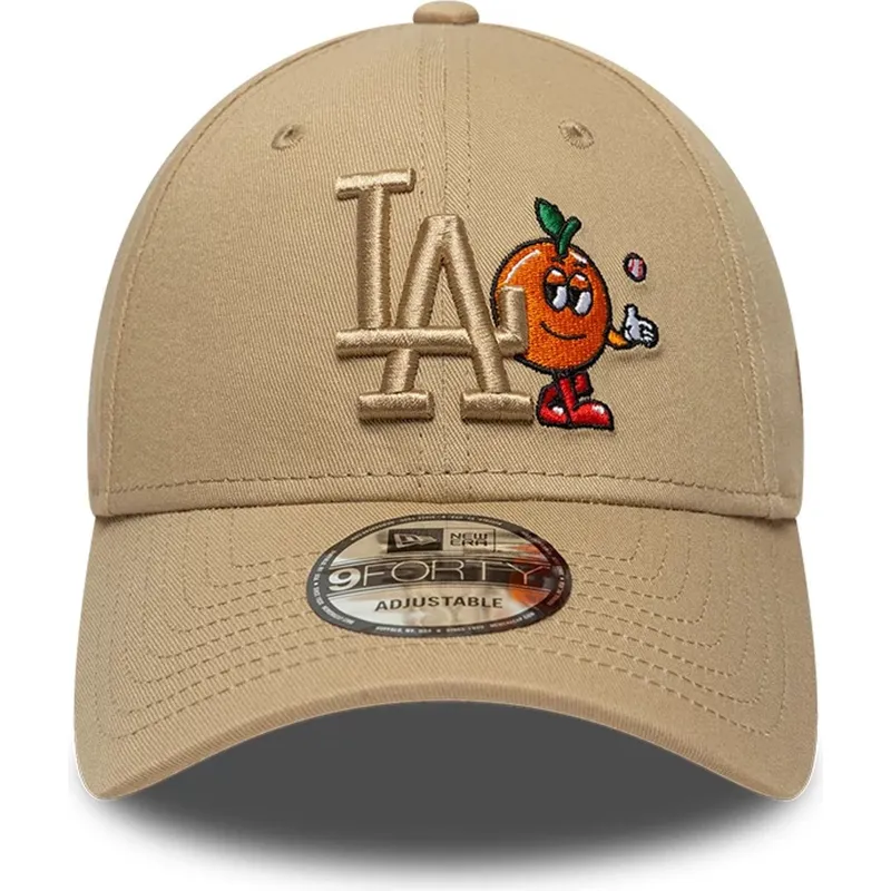brun-bojd-justerbar-keps-med-brunt-9forty-tonal-icon-logotyp-fran-los-angeles-dodgers-mlb-av-new-era