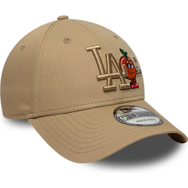 brun-bojd-justerbar-keps-med-brunt-9forty-tonal-icon-logotyp-fran-los-angeles-dodgers-mlb-av-new-era